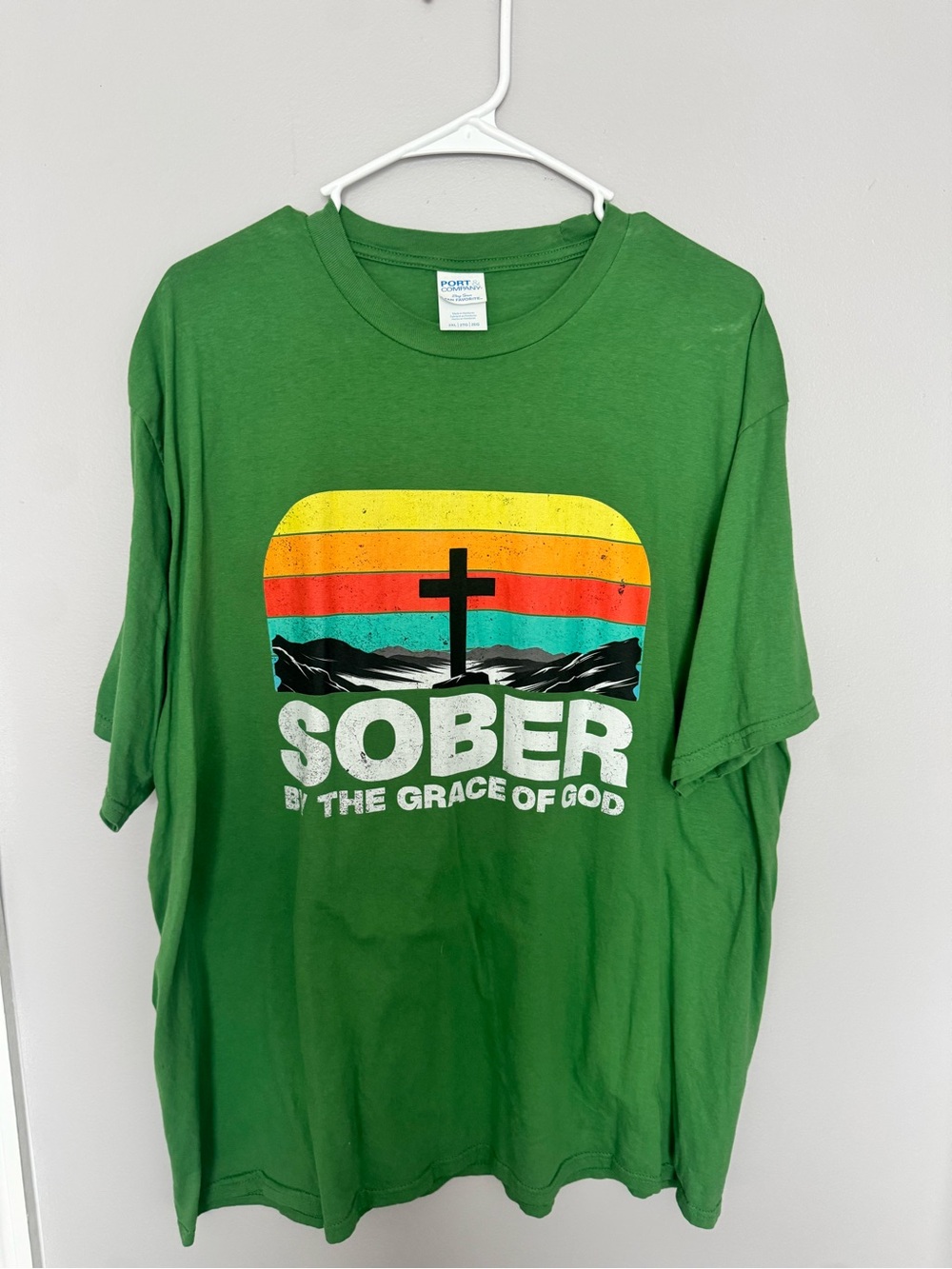 Green "Sober by the Grace of God" Graphic Tee - Kids